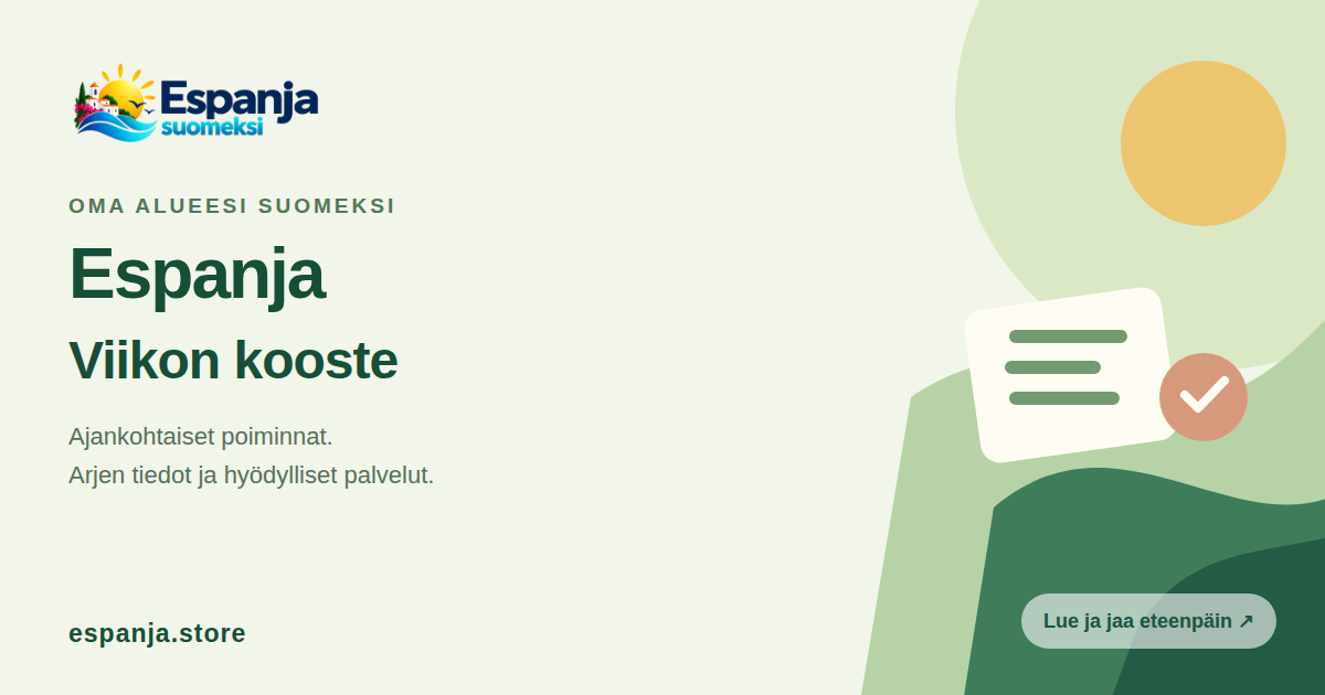 Espanjan viikkokooste – espanja.store, jaettava kuvituskortti